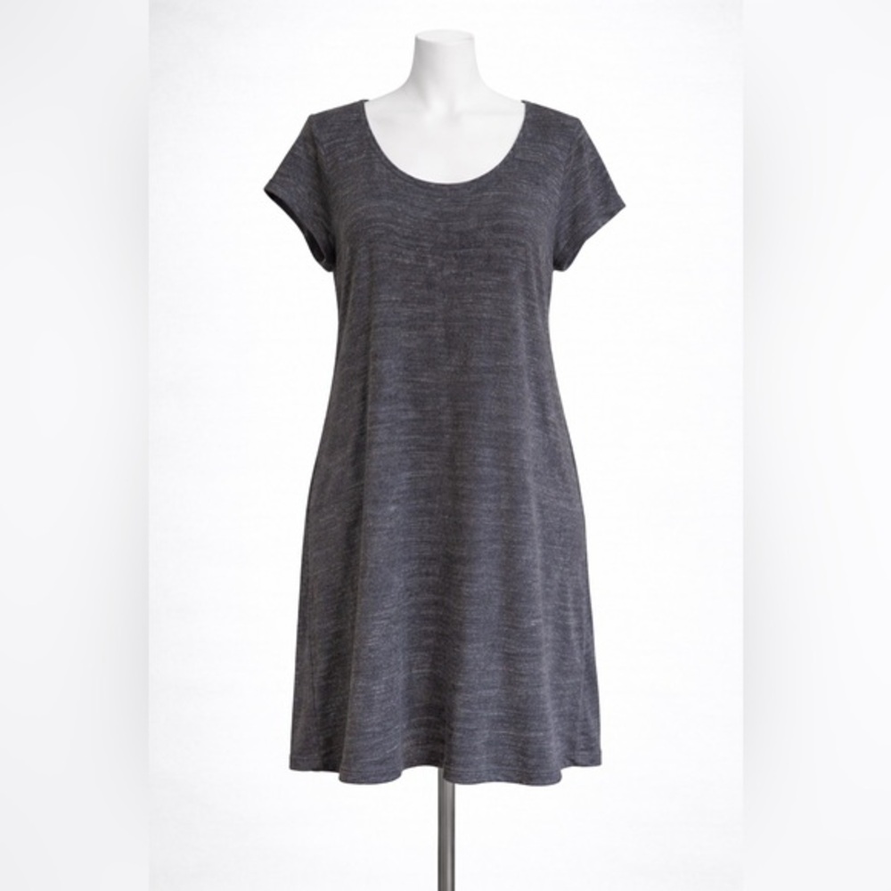 Pure Jill J. Jill Charcoal Gray Cotton Knit Pocket Tunic T-Shirt Dress Medium